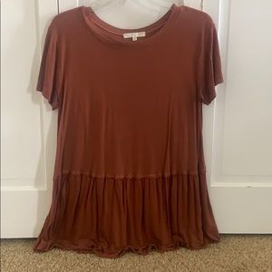 Urban Outfitters Rusty Orange Peplum Shirt